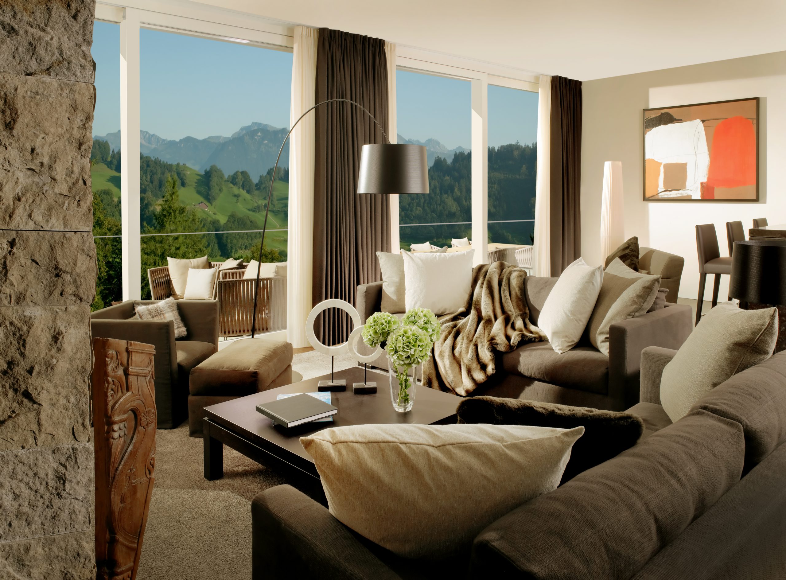 Patio Suite Living Room at Grand Residence-Suites, Bürgenstock Resort in Switzerland