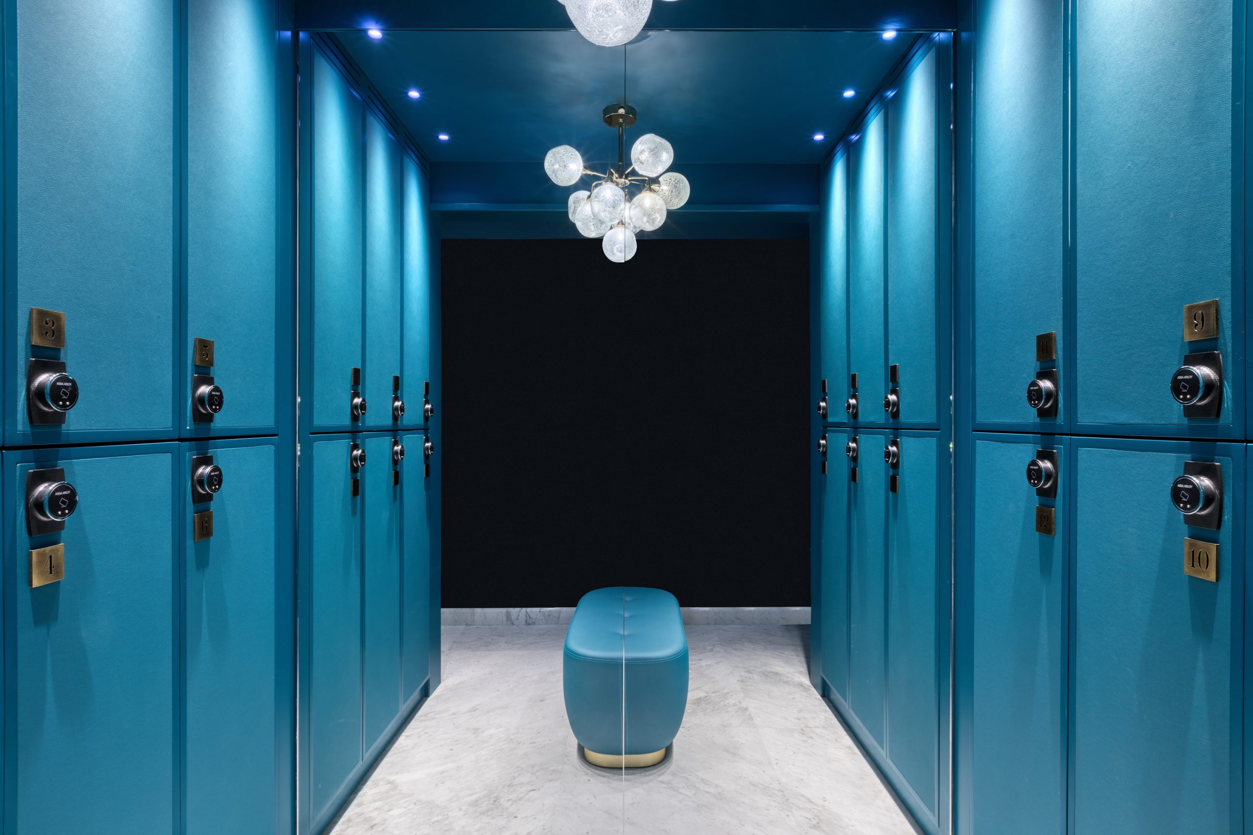 Blue locker-room of spa
